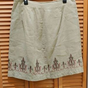 Khaki skirt with embroidery. Very stylish. Great c